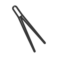 Simple grey tweezer drawing on a black background