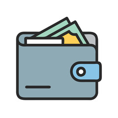 Wallet with Money Icon. Currency in Wallet.