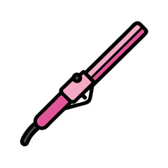 Pink curling iron for hair styling icon symbol