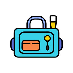 Retro Transistor Radio Illustration on Black Background, Cartoon Style