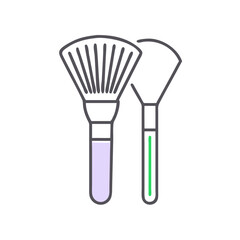 Cosmetic brushes illustration for beauty or makeup themes