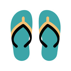 Summer flip flops turquoise beach slippers on black