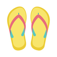 Summer Yellow Flip-Flops on Black Background, Vacation Time
