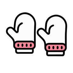Iconic Winter Mittens in White and Pink on Black