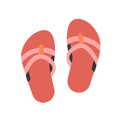 Stylish coral flip flops for summer on black background