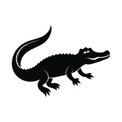 alligator silhouette vector Clipart on white background