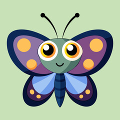 Obraz premium Butterfly with Big Eyes Cartoon Vector
