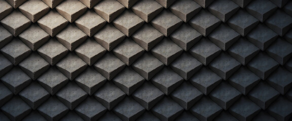 Futuristic, High Tech, light background, with a diamond shape block structure. Wall texture with a 3D diamond tile pattern. 3D render 