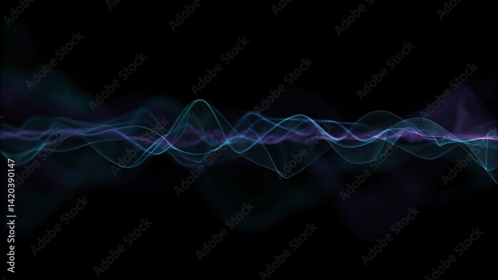 Aufkleber Sound wave purple wave abstract technology background. Purple background gradient color soundwave, digital frequency pattern, futuristic light line, modern data visualization backdrop