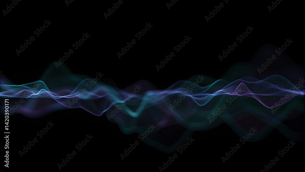 Aufkleber Sound wave purple wave abstract technology background. Purple background gradient color soundwave, digital frequency pattern, futuristic light line, modern data visualization backdrop
