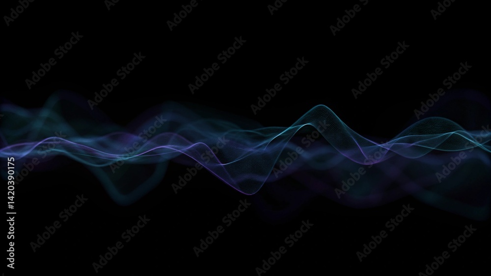 Aufkleber Sound wave purple wave abstract technology background. Purple background gradient color soundwave, digital frequency pattern, futuristic light line, modern data visualization backdrop