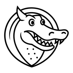 Simple alligator head line art logo design