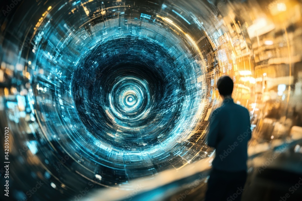 Poster a scientist in a particle physics lab accidentally creates a black hole in a laboratory experiment, 