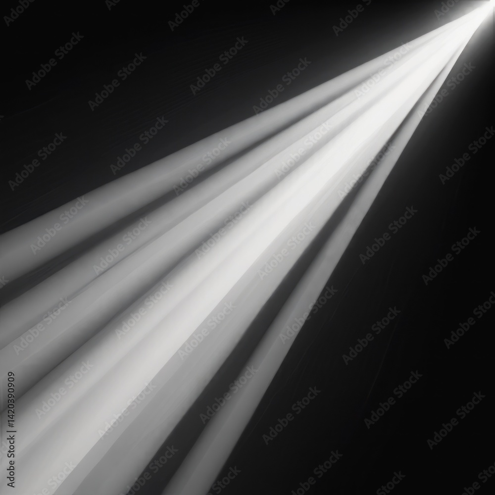 Poster light beams create an abstract background with a striking contrast against a dark setting