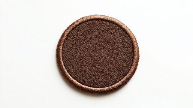 Isolated rounded embroidered patch mockup with clear circular stitches on a blank white background, awaiting custom icon or logo design, ideal for branding and apparel.