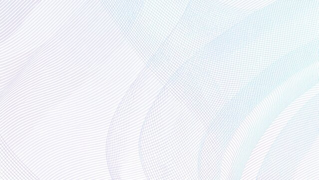 Turquoise, purple draped net on wavy subtle curves. Abstract cheque, ticket, banner, certificate template. Colored watermark pattern. Guilloche art line design. White background flowing texture