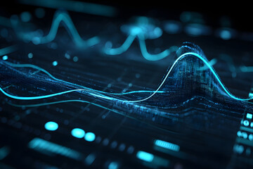 Abstract Data Visualization: Digital Waveforms and Algorithmic Patterns