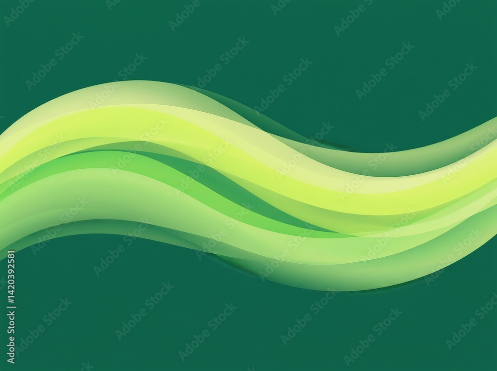Poster flowing green abstract wave patterns on a deep green background create a calming atmosphere perfect 