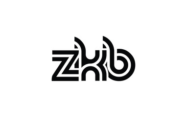 ZKB Creative Unique Modern Letter Logo Design. Stylized logo featuring a unique letter design, presenting abstract minimalist aesthetics and modern appeal.