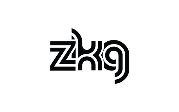 ZKG Creative Unique Modern Letter Logo Design. Stylized logo featuring a unique letter design, presenting abstract minimalist aesthetics and modern appeal.