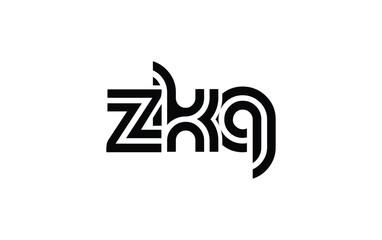 ZKQ Creative Unique Modern Letter Logo Design. Stylized logo featuring a unique letter design, presenting abstract minimalist aesthetics and modern appeal.