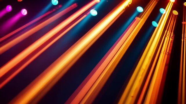 Brightly colored flashing lights create dynamic effects for a thrilling music performance, flashing lights for music videos
