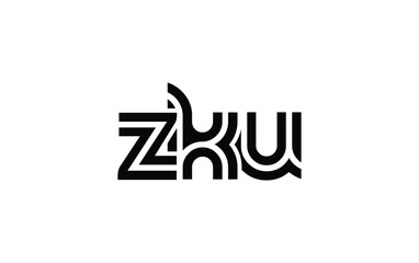 ZKU Creative Unique Modern Letter Logo Design. Stylized logo featuring a unique letter design, presenting abstract minimalist aesthetics and modern appeal.