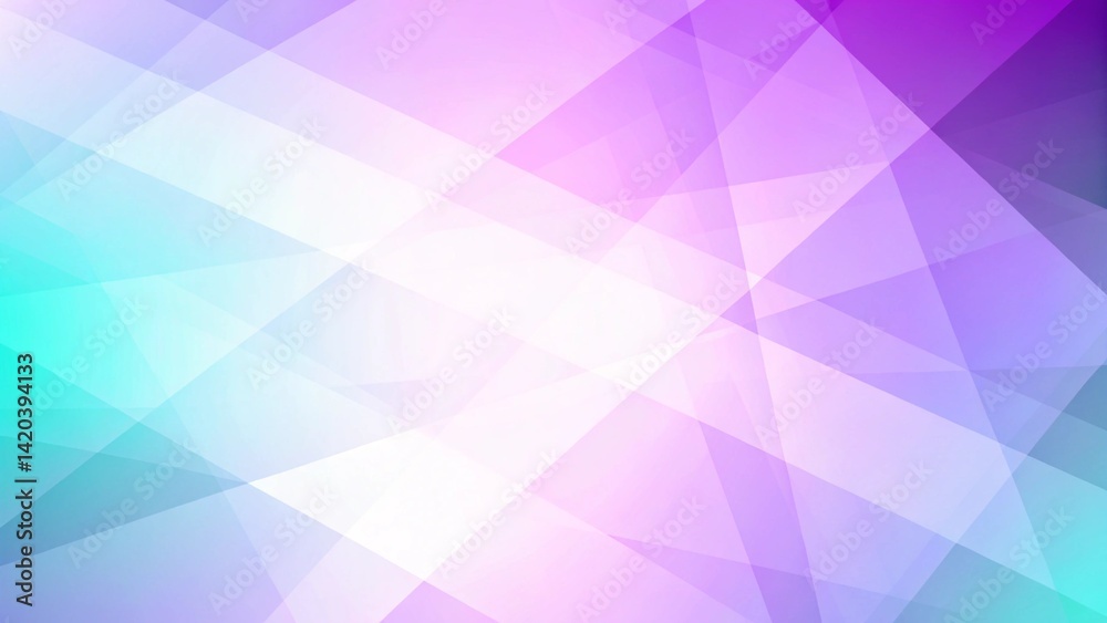 Poster Abstract background of straight intersecting lines and polygons in light blue and purple colors, futuristic digital network design with modern geometric shapes and soft gradient effects
