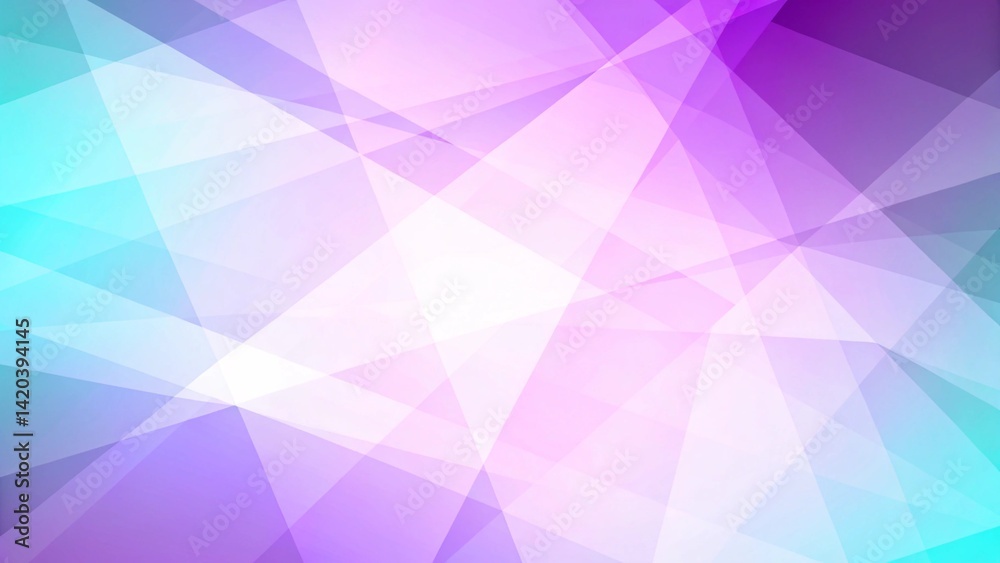 Poster Abstract background of straight intersecting lines and polygons in light blue and purple colors, futuristic digital network design with modern geometric shapes and soft gradient effects