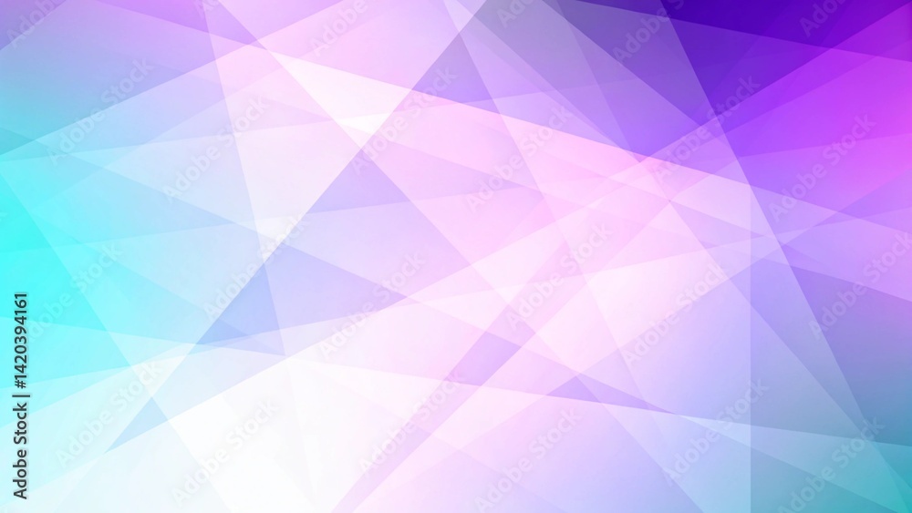 Poster Abstract background of straight intersecting lines and polygons in light blue and purple colors, futuristic digital network design with modern geometric shapes and soft gradient effects
