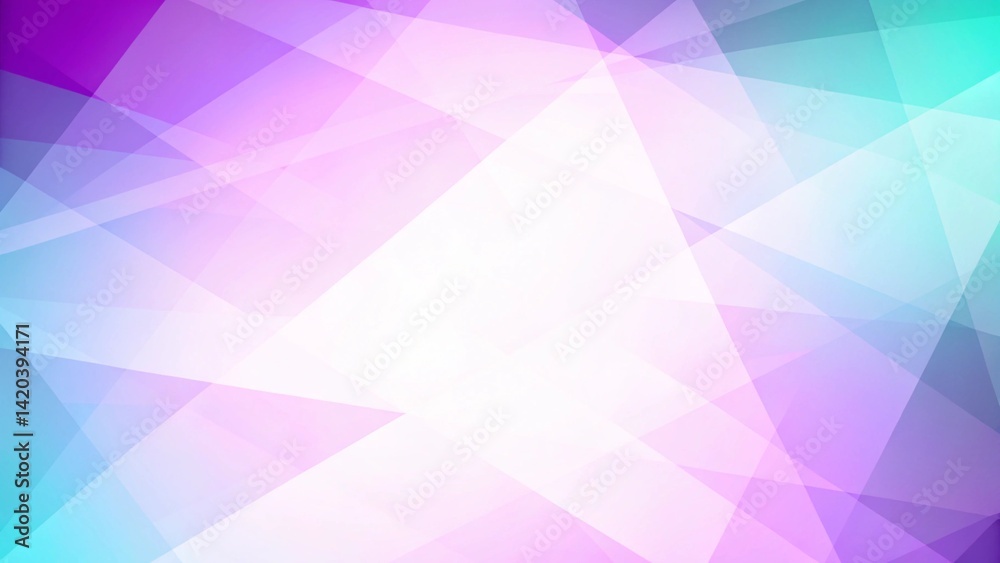 Poster Abstract background of straight intersecting lines and polygons in light blue and purple colors, futuristic digital network design with modern geometric shapes and soft gradient effects