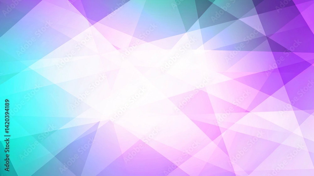 Poster Abstract background of straight intersecting lines and polygons in light blue and purple colors, futuristic digital network design with modern geometric shapes and soft gradient effects