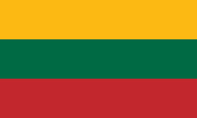 The flag of Lithuania, with accurate proportions and official colors. Vector image.