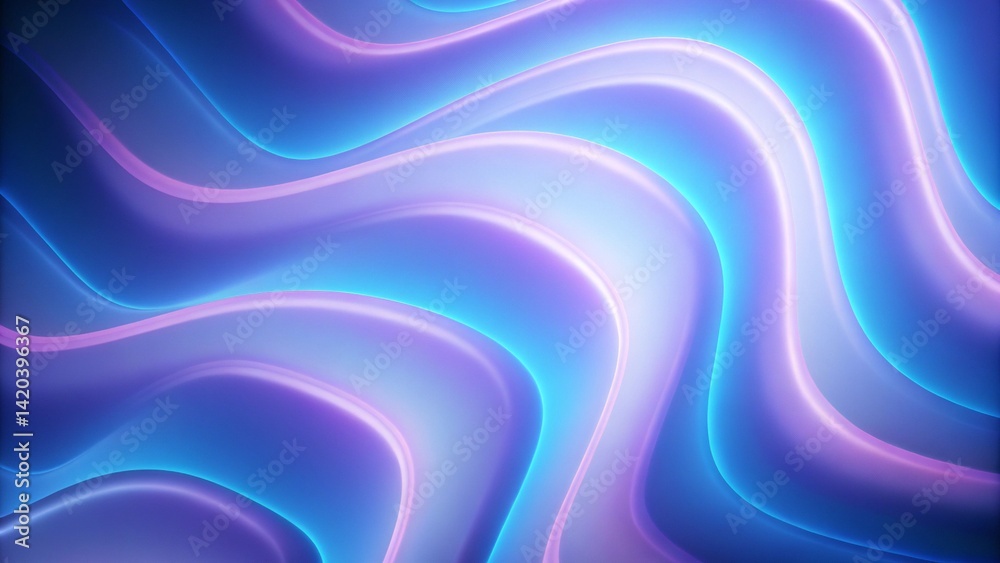 Poster abstract diffluent paint with purple and blue glow. wavy glowing pattern for your design. stylish ba