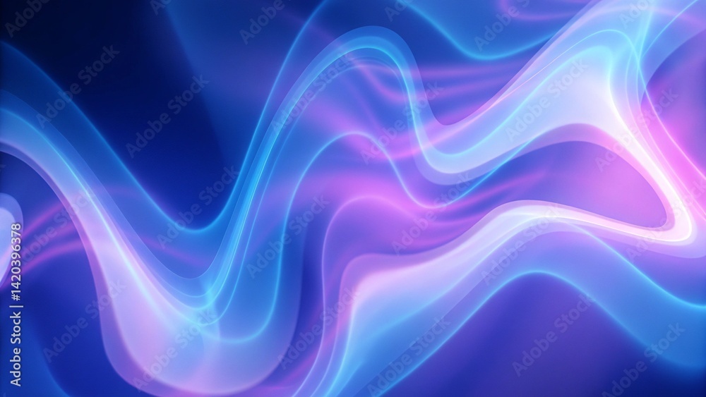 Aufkleber abstract diffluent paint with purple and blue glow. wavy glowing pattern for your design. stylish ba