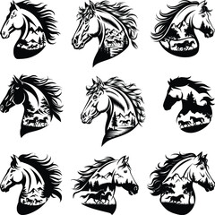 Horse Heart Svg Bundle,  Horse Lover Svg, Animal Svg, horse race svg, floral horse svg, horse svg bundle