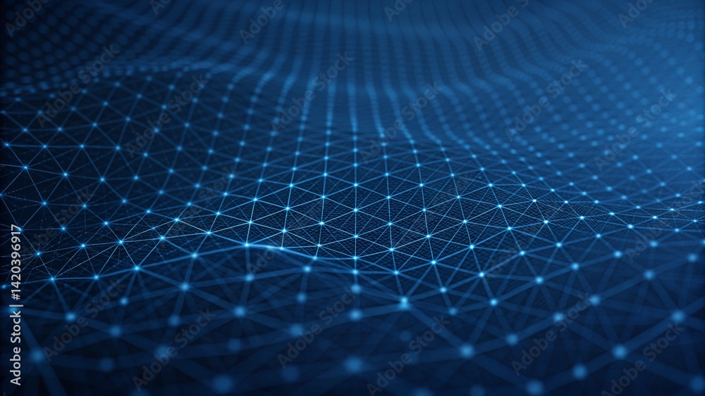 Aufkleber Abstract Digital Data Plexus Technology Background 4k animation of an abstract plexus shape technology background with low-polygon lines and dots for network digital data concept and communication