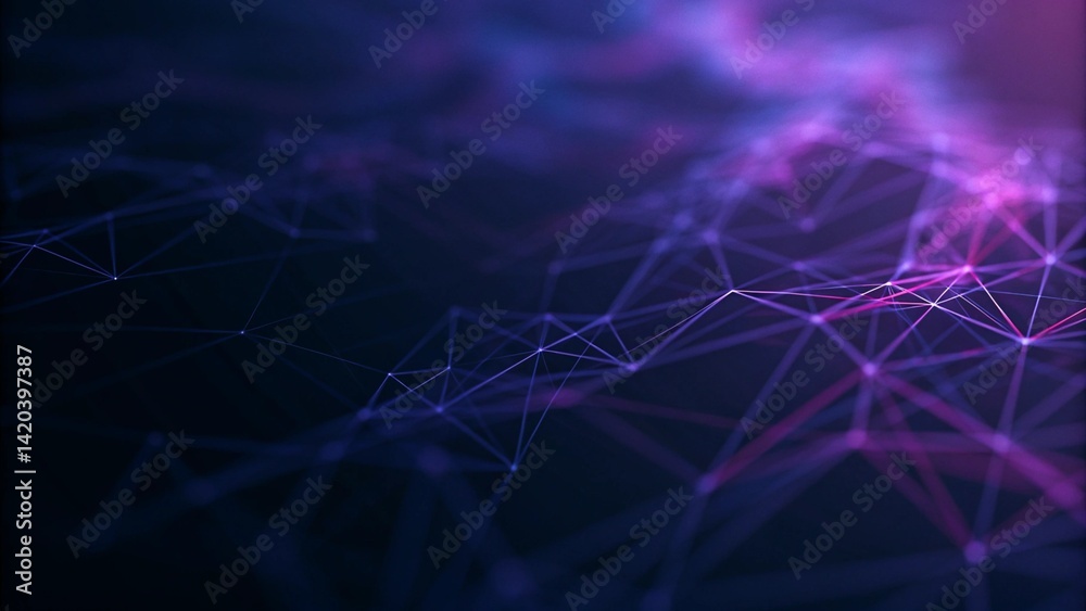 Aufkleber abstract digital network with purple and blue lines creating a futuristic look, showcasing vibrant t