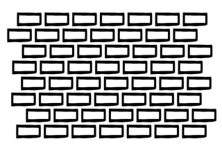 Grunge brick made with art brush. Wall of bricks.