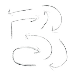 Obraz premium Children's vector game illustration with colorful rounded pencil arrows. For creative design, brainstorming, or educational materials. Funny doodles, children's pencil drawings