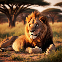 Naklejka premium lion in the sun