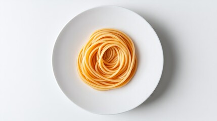 Spaghetti Nest on White Plate, Minimalist Food , Pasta dish