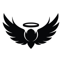 Stylized Black Wings with Halo Design Element