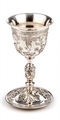 Elegant Silver Kiddush Goblet and Saucer: A Symbol of Faith and Celebration for Brides and Hanukkah Gatherings
