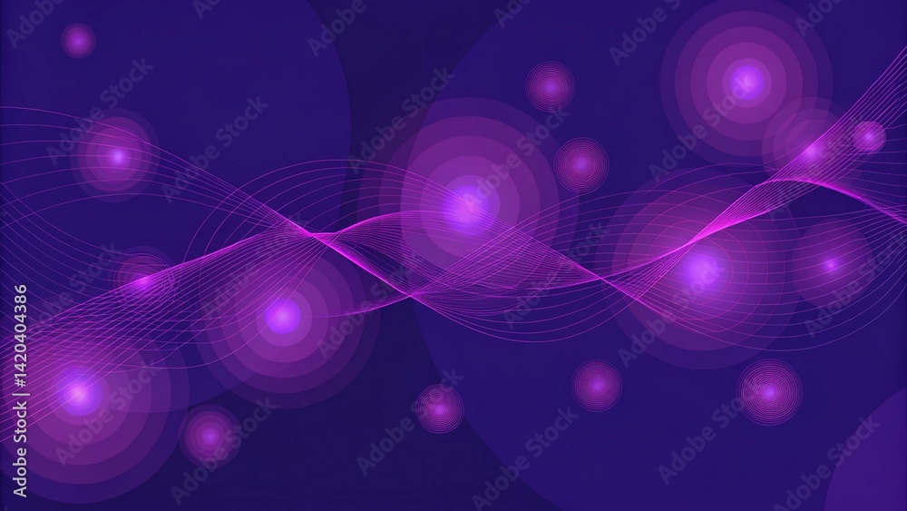Aufkleber Beautiful abstract wave technology digital network background with space concept, futuristic lines flowing data particles, science mesh connection, cyberspace communication visualization