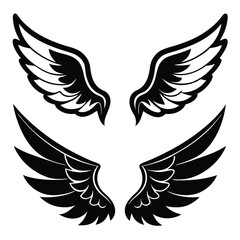 Two Pairs of Black and White Wings Vector Illustration