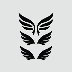 Three Sets of Black Wing Icons Graphic Design Elements