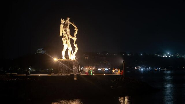 Sunset 4K Timelapse hyperlapse footage of people relaxing and leisure activities at Panaji Goa India at night