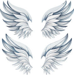 Two Pairs of Elegant Watercolor Angel Wings