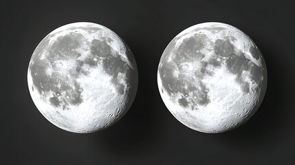 Naklejka premium Two realistic representations of the moon against a dark background.